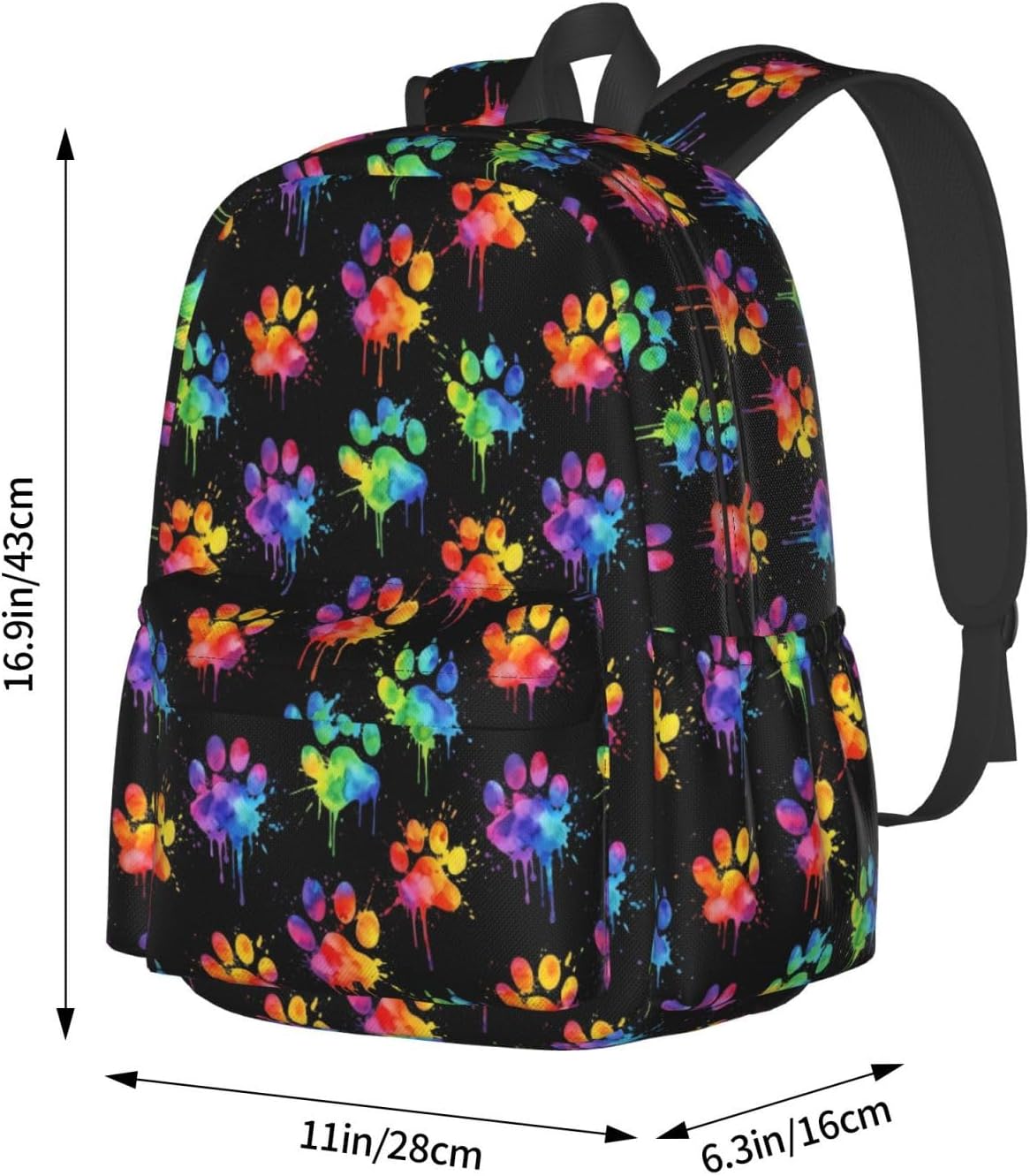 Colorful Dog Paws Laptop Backpack For Men Women, Lightweight Daypack Bookbag For Daily Commutes Business Travel Hiking