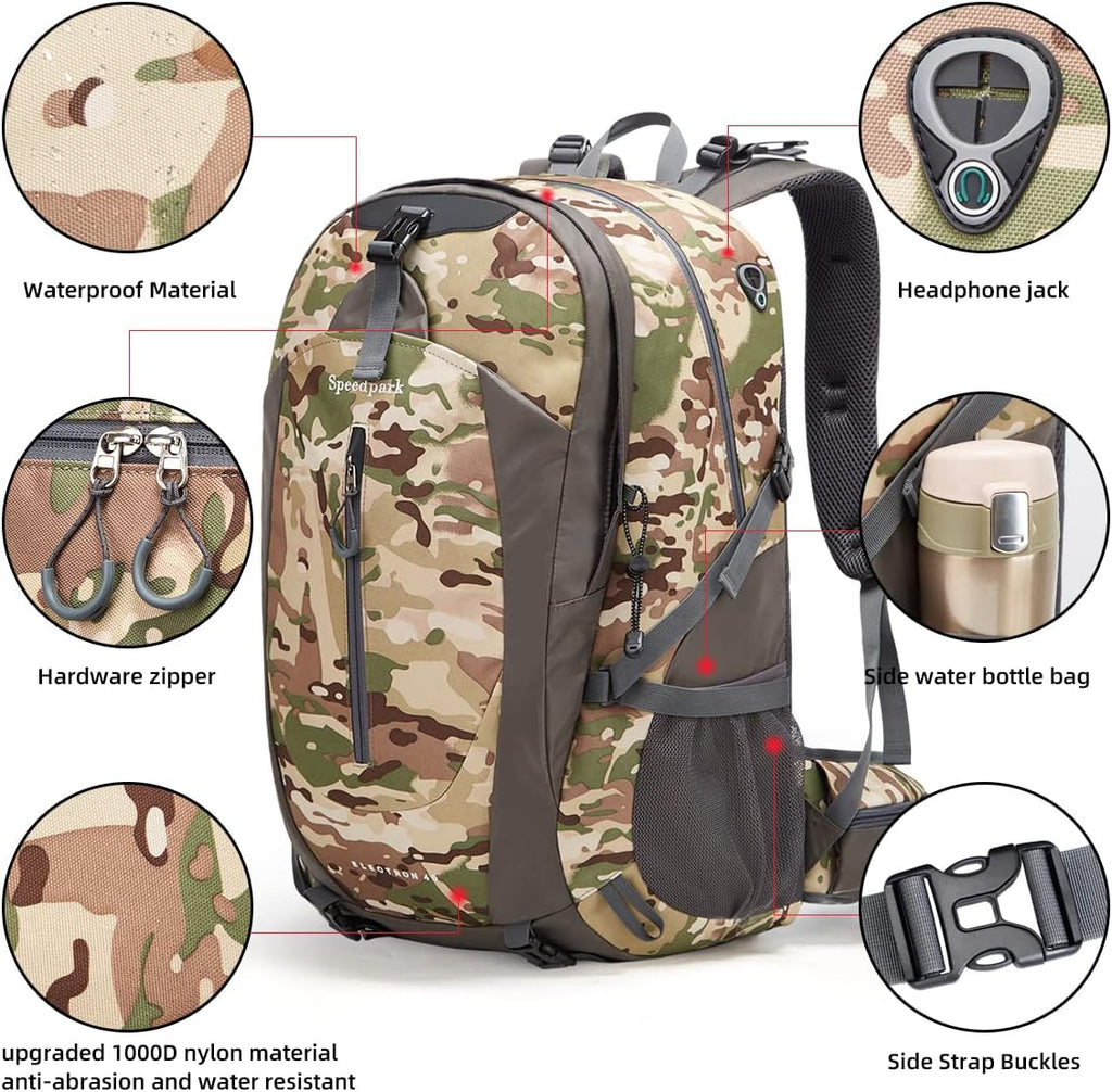 SPEEDPARK 40L Hiking Backpack, Lightweight Camping Daypack with Rain Cover