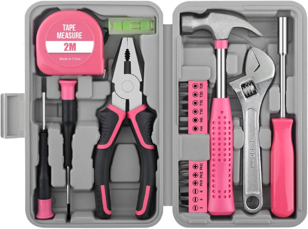 20 Pcs Basic Tool Kit, Compact Home Tool Set with Mini Tool Box, Ideal for Household Repairs, Office Maintenance, Simple DIY, General Tools User-friendly for Beginners, Women & Student(Yellow)