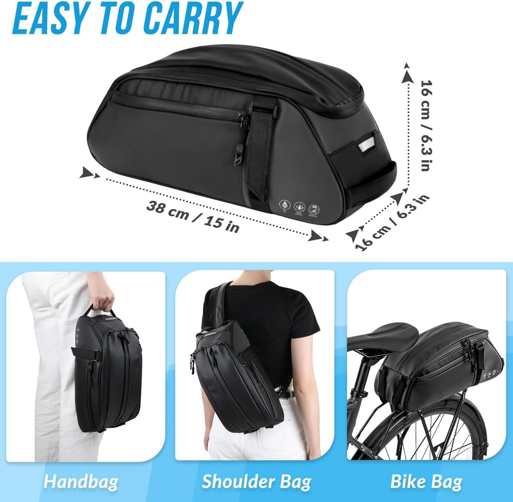 WOTOW Rear Bike Rack Bag, 8L Waterproof Bike Storage Saddle Bag for Bicycle