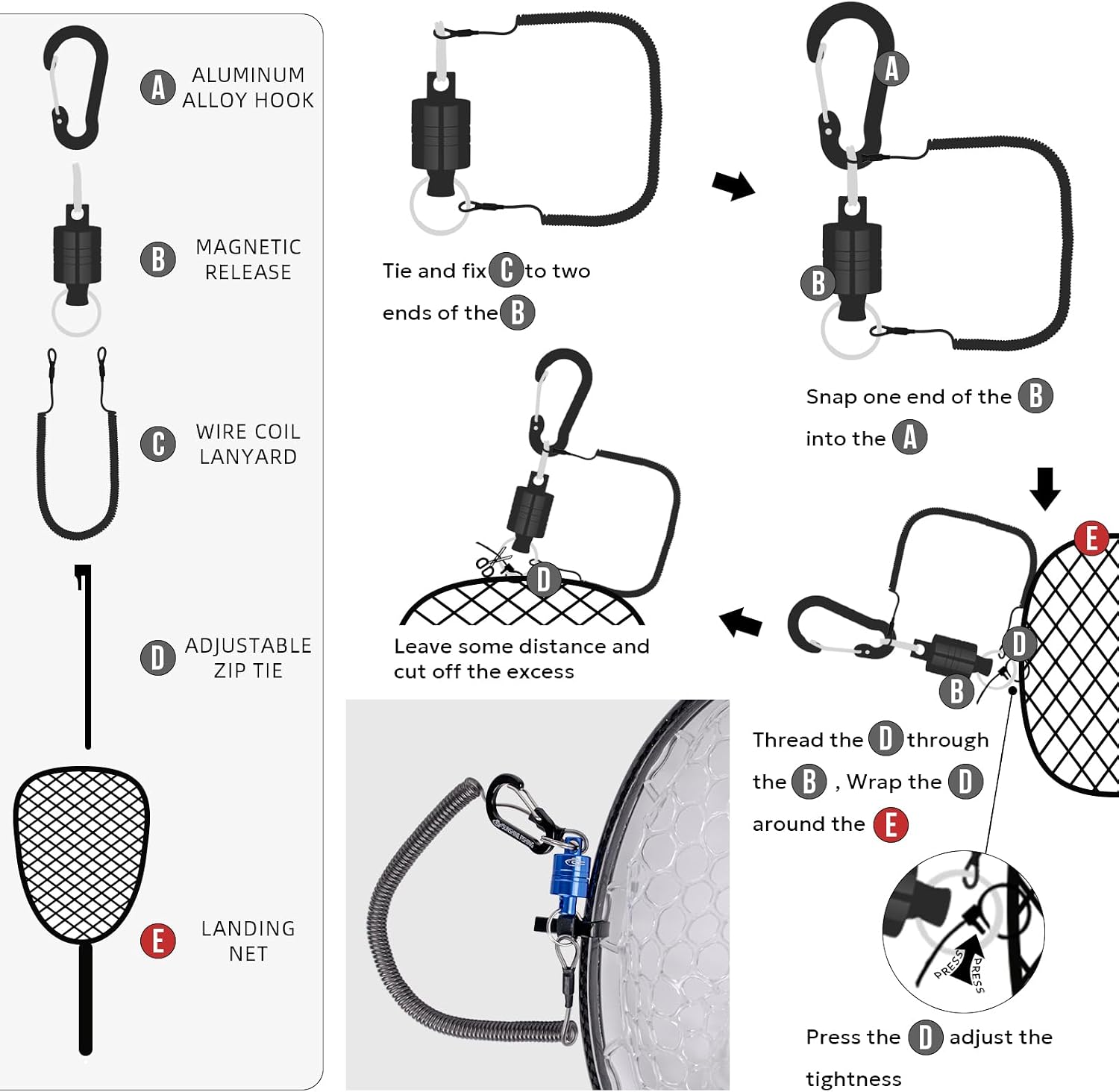 SF Fly Fishing Landing Net Soft Rubber Mesh Trout Net Catch and Release Net