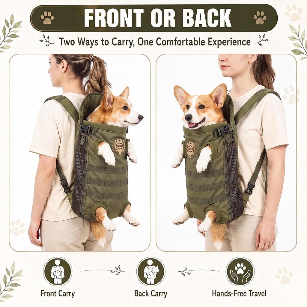 Dog Carrier Tactical Backpack for Medium Large 26-40lbs, Green