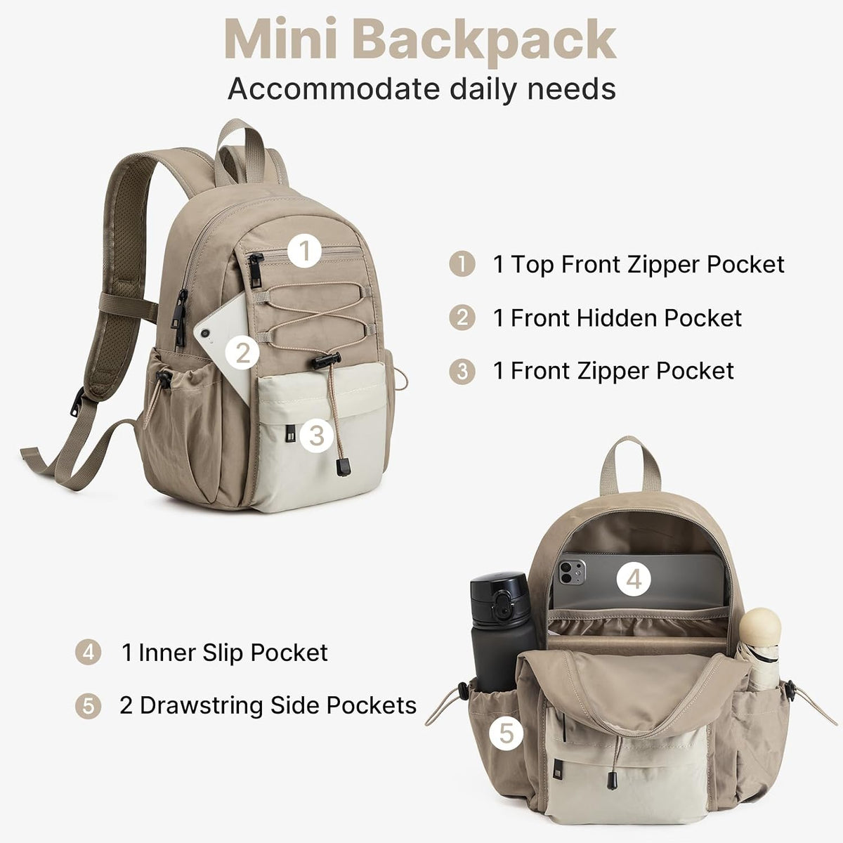 G4Free 10L Small Backpack for Women Men