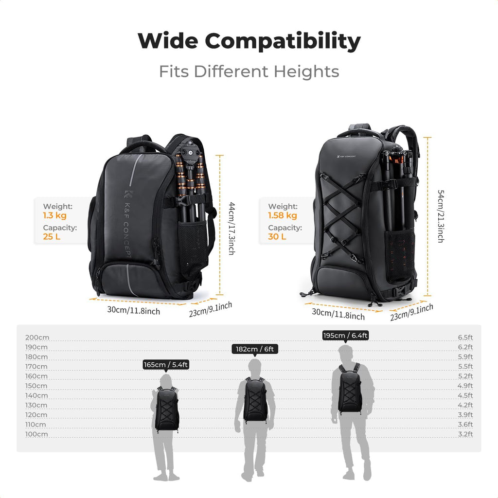 K&F CONCEPT Camera Backpack,30L Large Capacity Camera Bag for Photographers