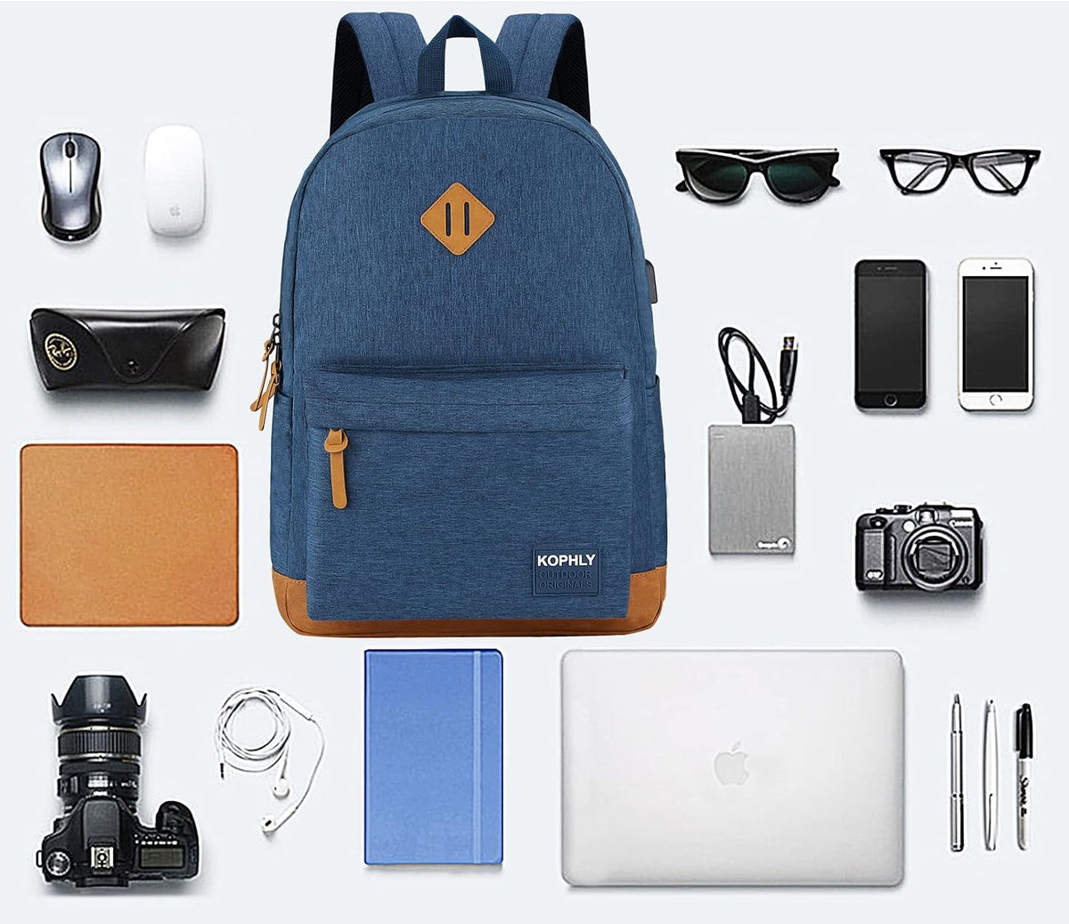 SUPACOOL Large Laptop Backpack with USB Charging Port for Men and Women