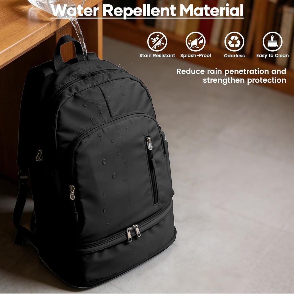 Black Gym Backpack for Women Men,Dance Sport Backpack With Shoe Compartment