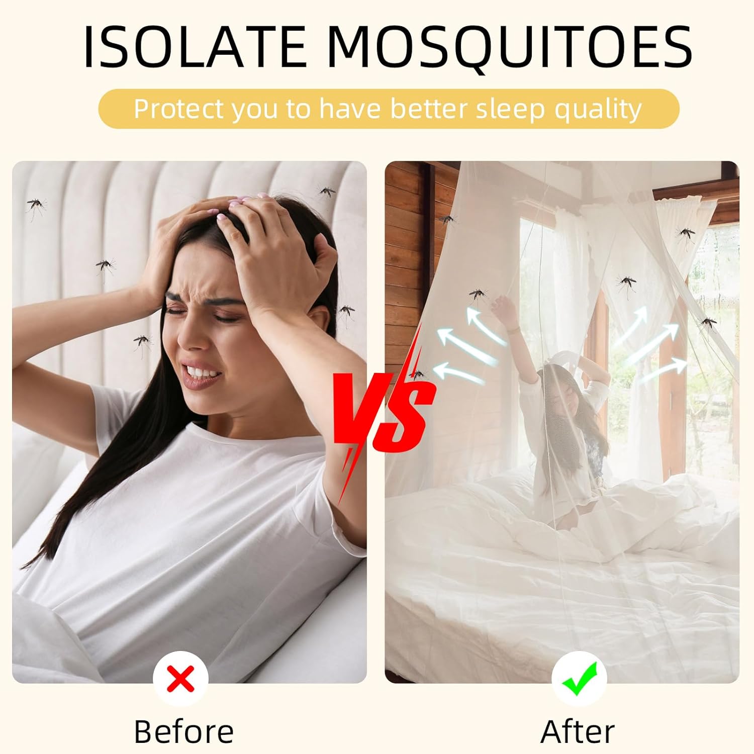 Mindsoft White Mosquito Net for Bed, L75 X W60 X H67 Inch