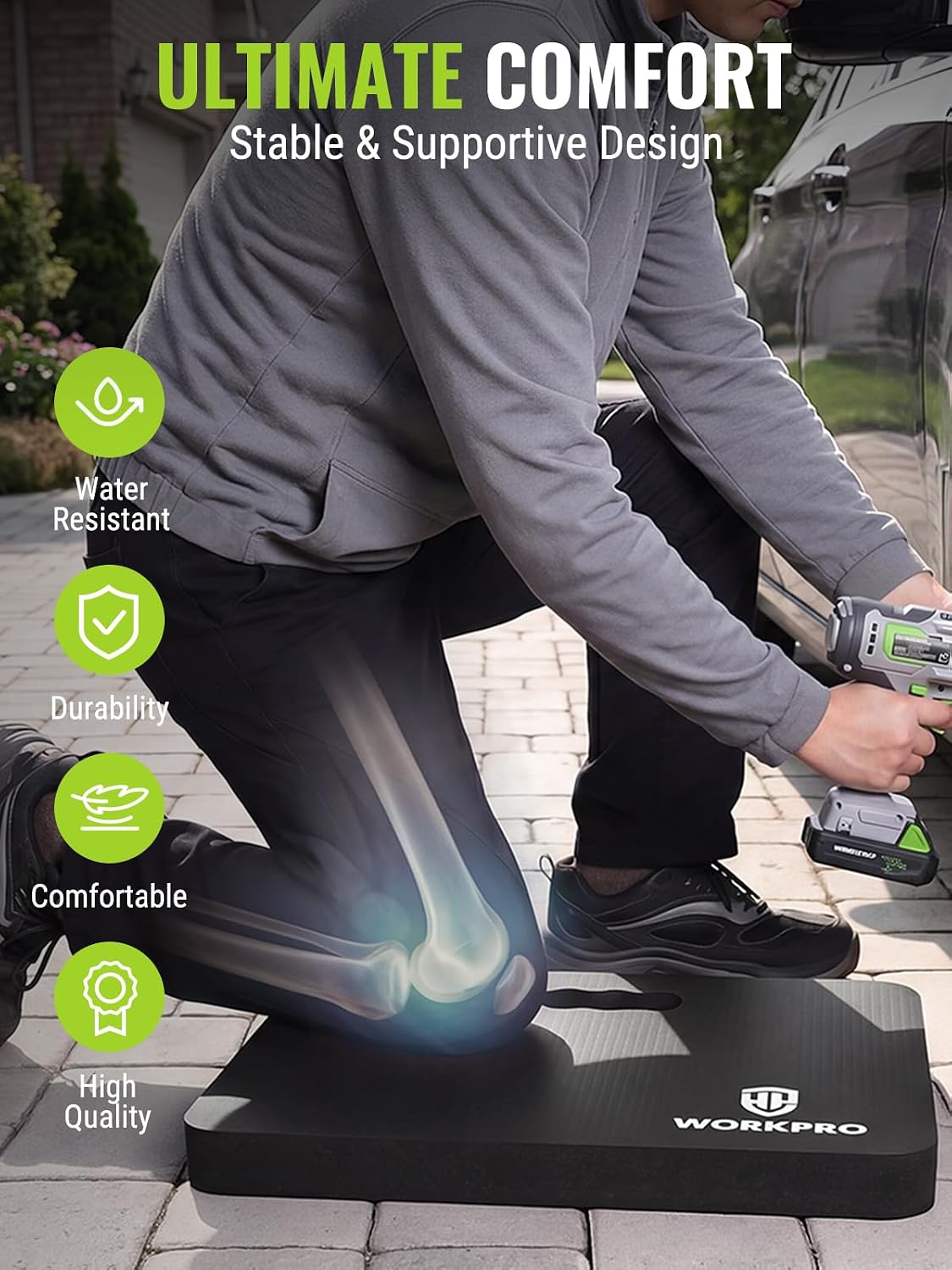 WORKPRO Extra Thick Kneeling Pad, Soft NBR Foam Cushioning for Knees