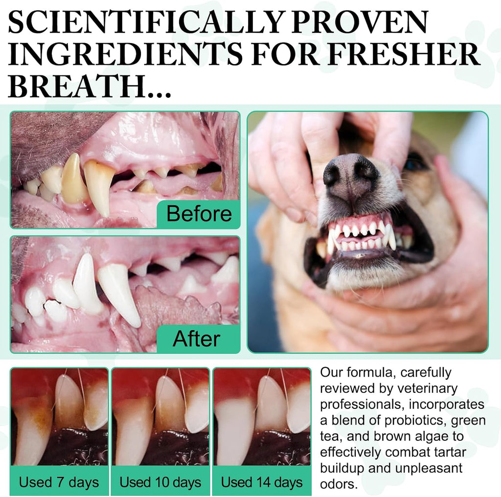 Dog Dental Powder - Pet Dental Powder - Teeth Cleaning P-owder for Dogs - Plaque & Bad Breath Off P-owder D-og, D-ental Care Supplies 100g