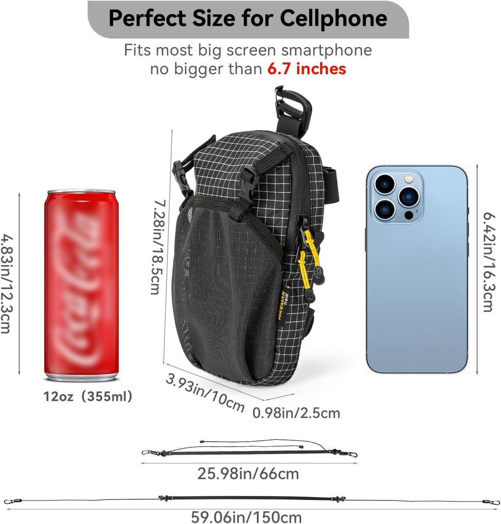 HIKEMAN Backpack Shoulder Strap Pouch - Smartphone Strap Pack,Waterproof Backpack Strap Pocket Attachment Bag for Hikers,Small Crossbody Bag Waist Pack for Sports Hiking Camping (Army Green)