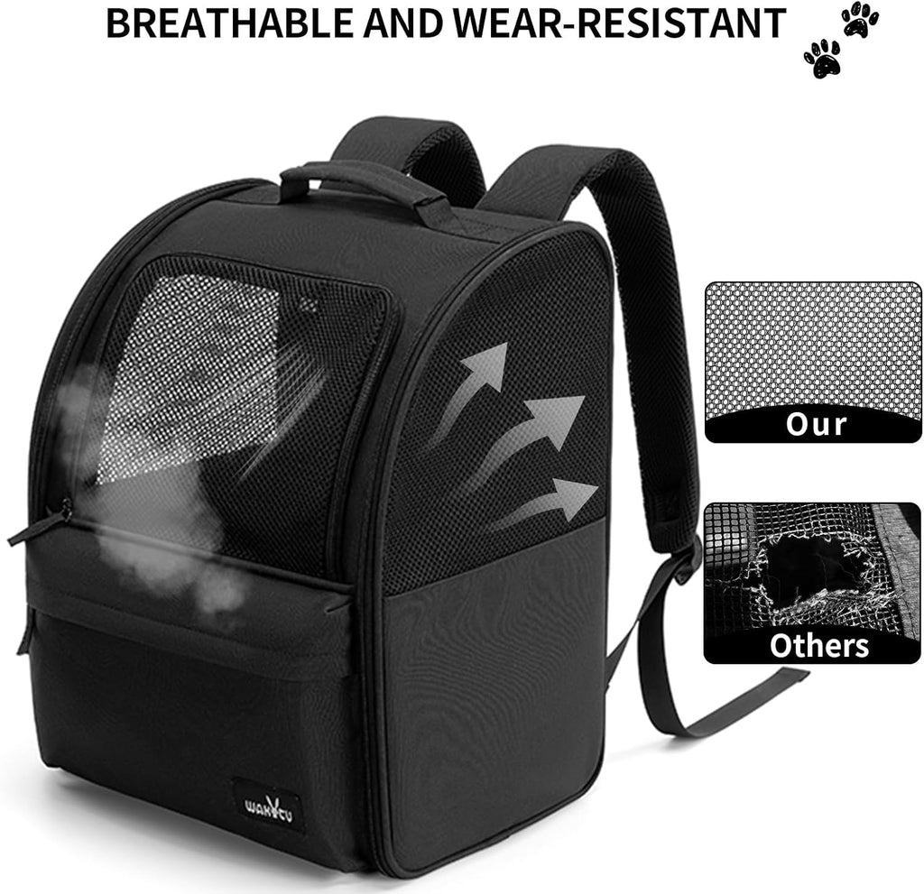 wakytu Cat Carrier Backpack,Pet Backpack Carrier for Small Cats Dogs,Black