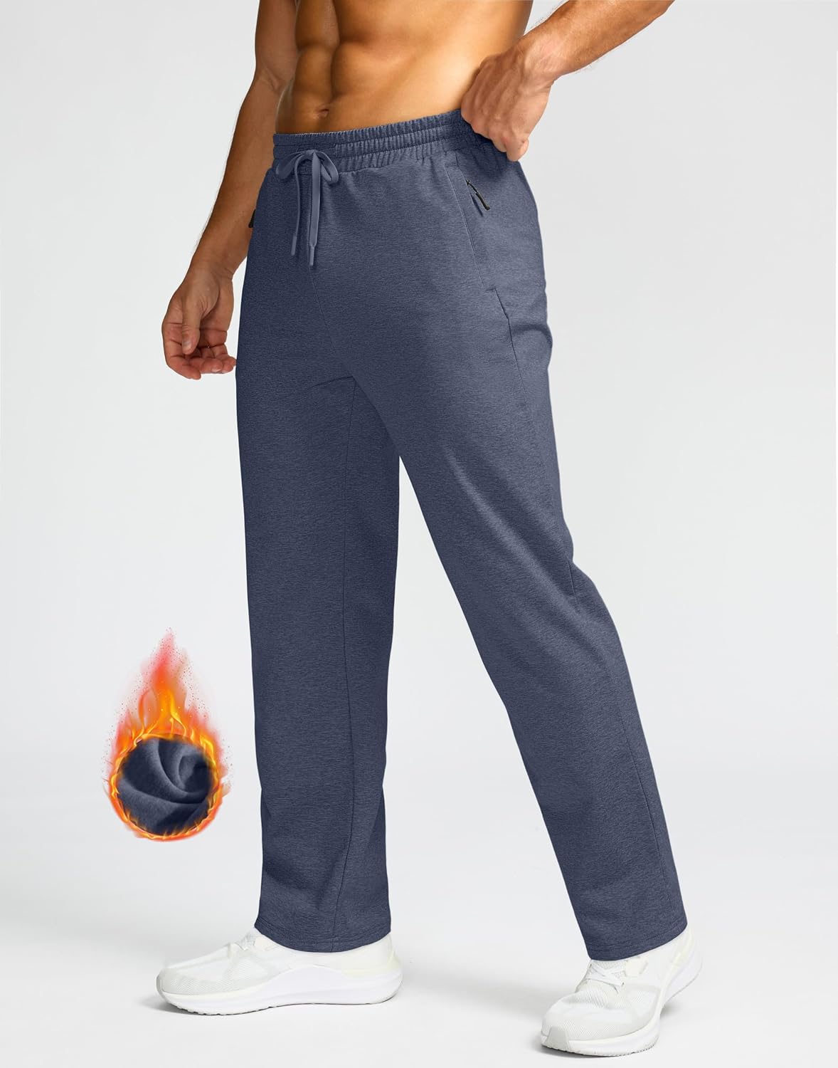 G Gradual Men's Fleece Lined Pants with 3 Zipper Pockets Water Resistant Winter Warm Hiking Pants Athletic Sweatpants for Men