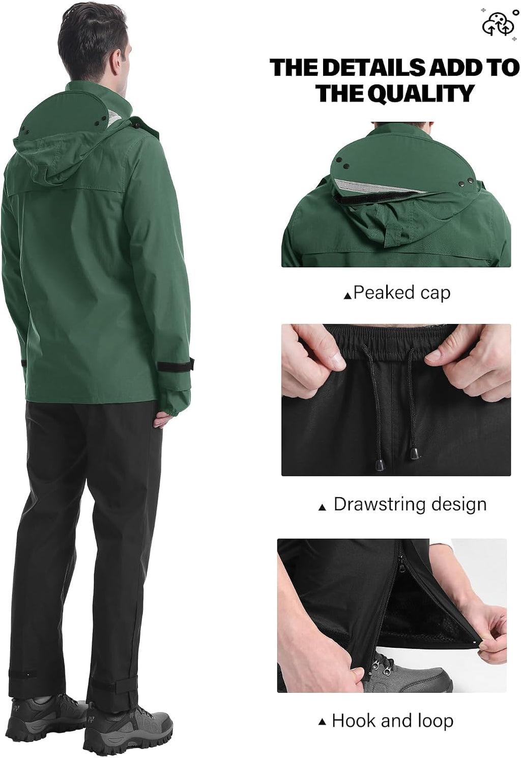 iCreek Rain Suit Waterproof Breathable Lightweight 2-Piece Rain Gear Unisex