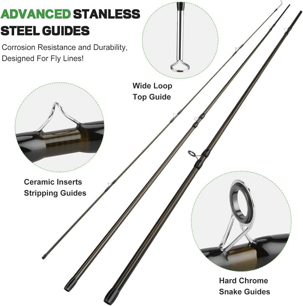 PLUSINNO Fly Fishing Rod and Reel Combo Kit, Fly Fishing Rod for Starters
