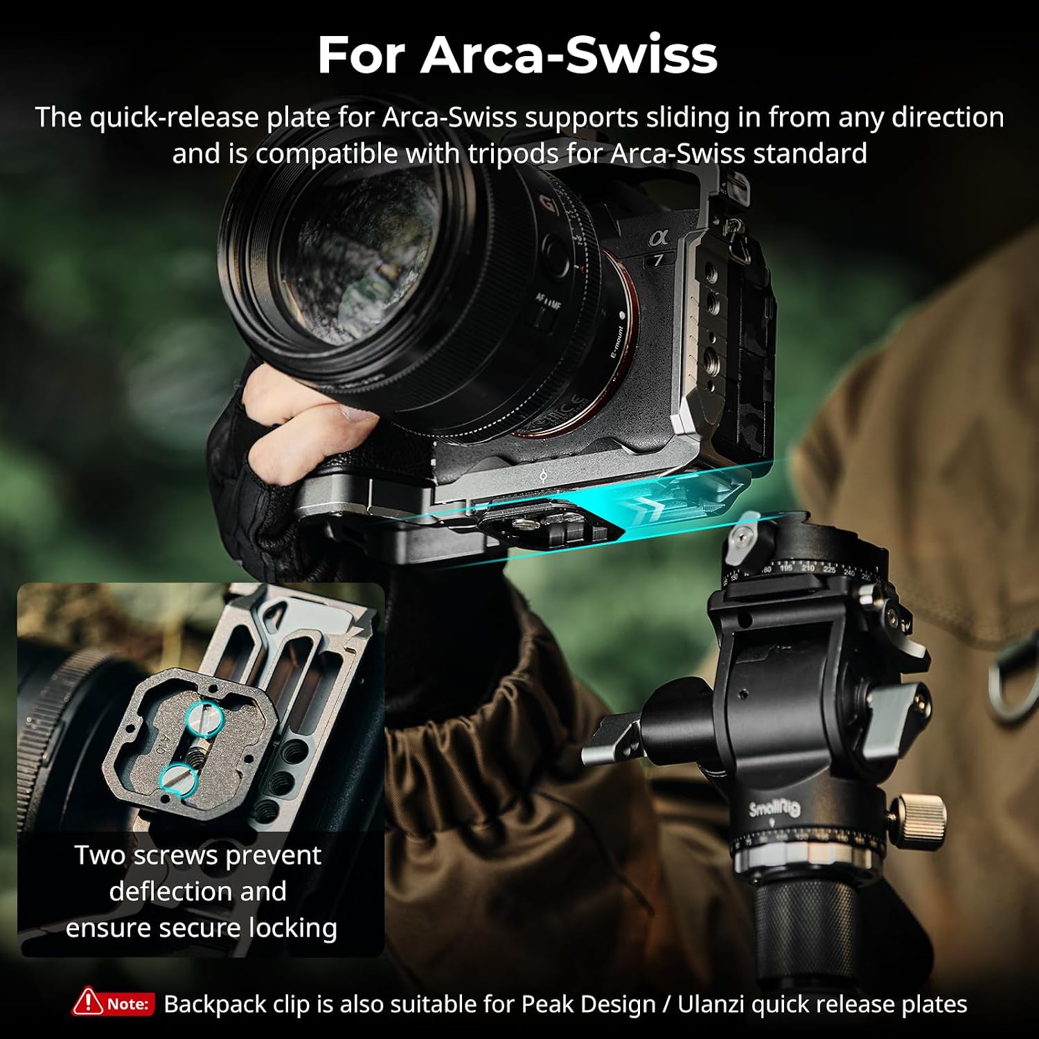 SMALLRIG Camera Clip with Plate, Quick Release System, Max Load 40kg/88lb