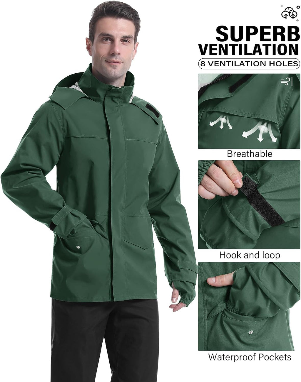 iCreek Rain Suit Waterproof Breathable Lightweight 2-Piece Rain Gear Unisex