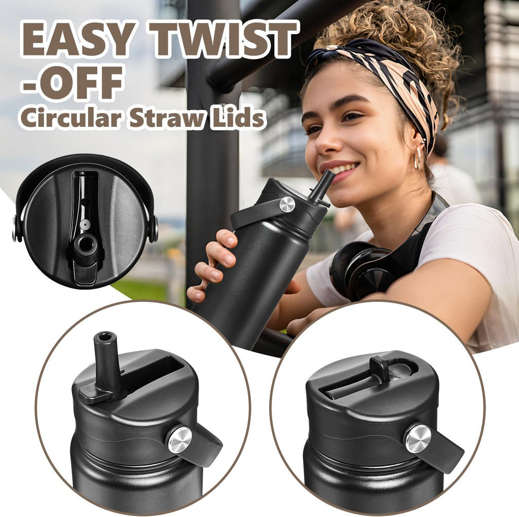 Insulated Water Bottle with Lid & Boot & Stickers, 24 oz