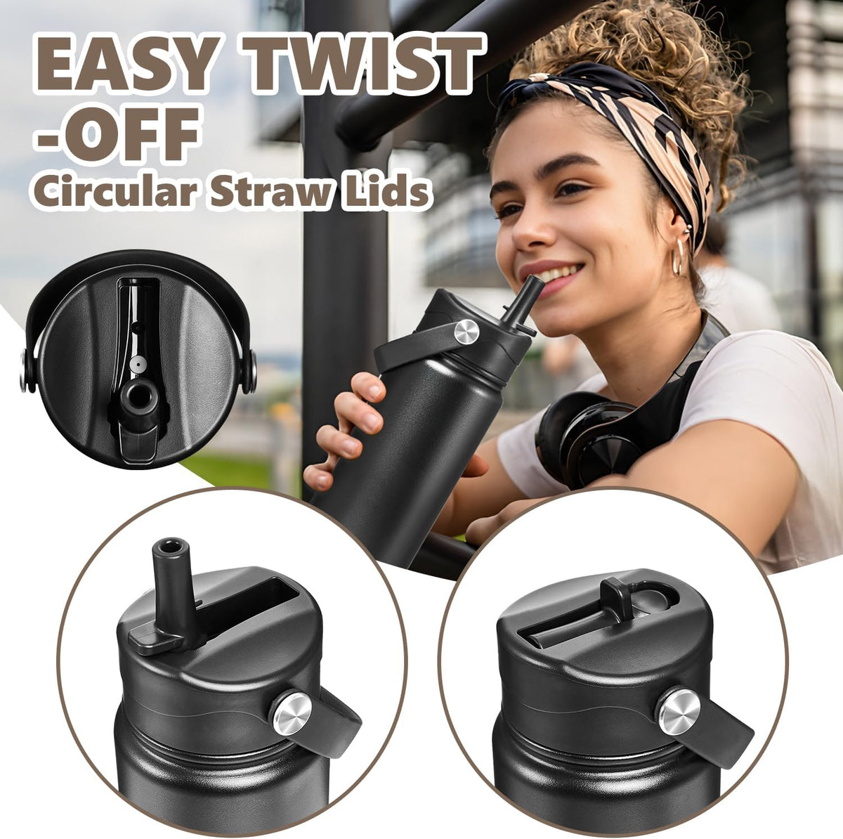 Insulated Water Bottle with Lid & Boot & Stickers, 24 oz