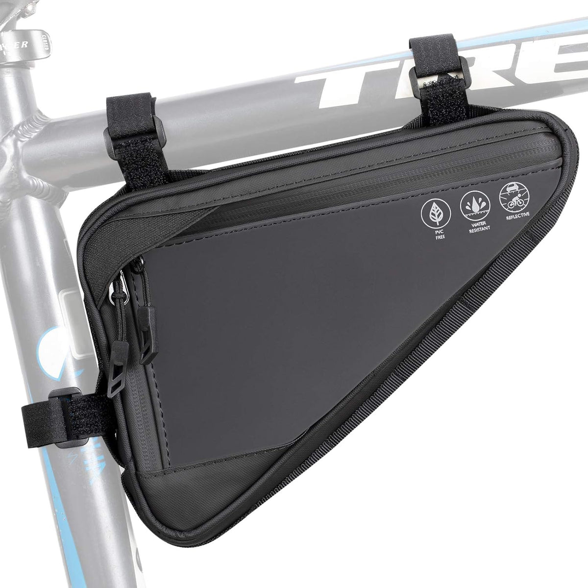 WOTOW Bike Frame Bag - Water-Resistant Reflective Triangle Storage Bag, 2L