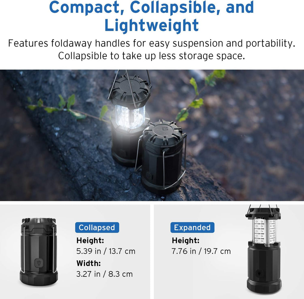 Etekcity Camping Lantern Battery Powered LED for Power Outages, Emergency Light for Hurricane Supplies Survival Kits, Operated Lamp, Camping Gear Accessories Essentials, 2 Pack