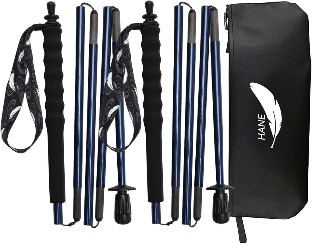 2pc High Strength 5-Section Foldable Carbon Fiber Trekking Poles - 115g/125g/130g, Compact Hiking Staff for Men & Women, Ideal for Hiking, Trekking, Mountaineering & Backpacking