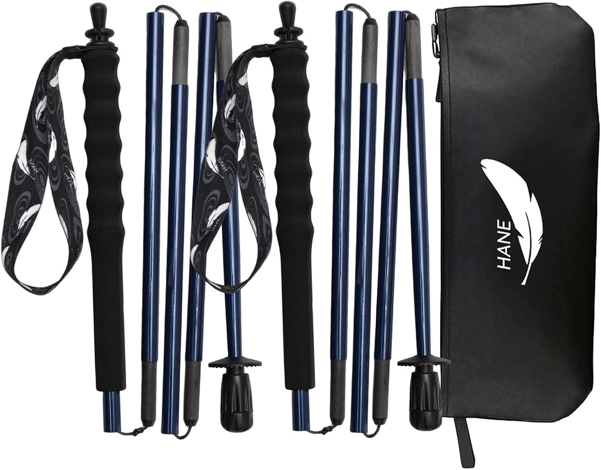 2pc High Strength 5-Section Foldable Carbon Fiber Trekking Poles - 115g/125g/130g, Compact Hiking Staff for Men & Women, Ideal for Hiking, Trekking, Mountaineering & Backpacking