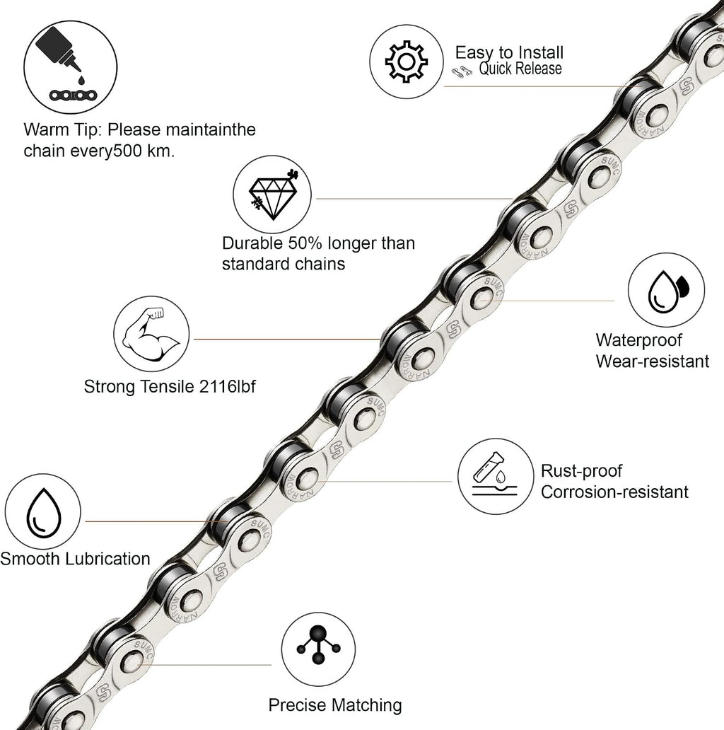 Bike Chain Kit,6/7/8‑Speed Bike Chain &Bicycle Bell & Bike Chain Tool Kit