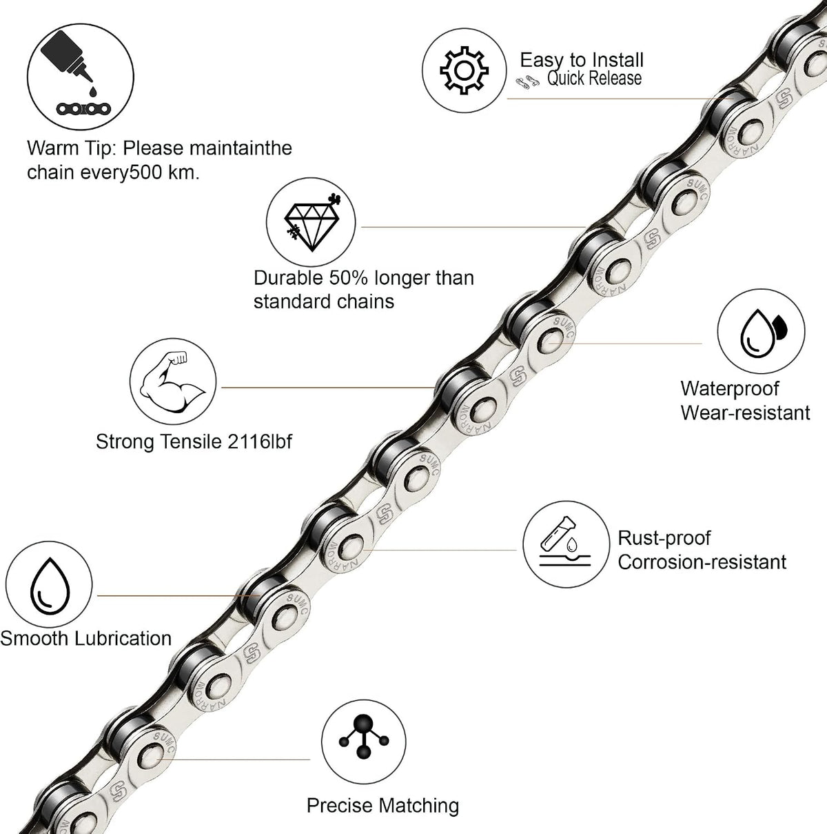 Bike Chain Kit,6/7/8‑Speed Bike Chain &Bicycle Bell & Bike Chain Tool Kit