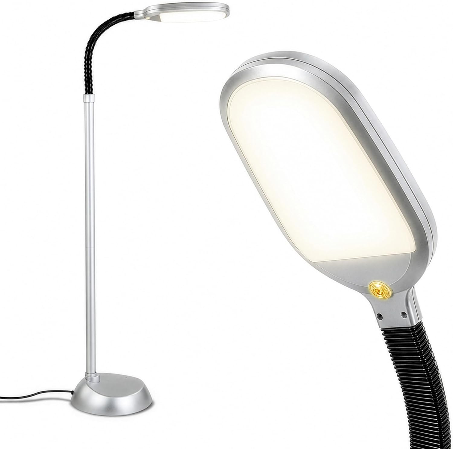 Brightech Litespan Titanium Silver LED Floor Reading Lamp, Energy Efficient, Adjustable Standing, 850-950 Lumens, 12W, 3-Year Warranty