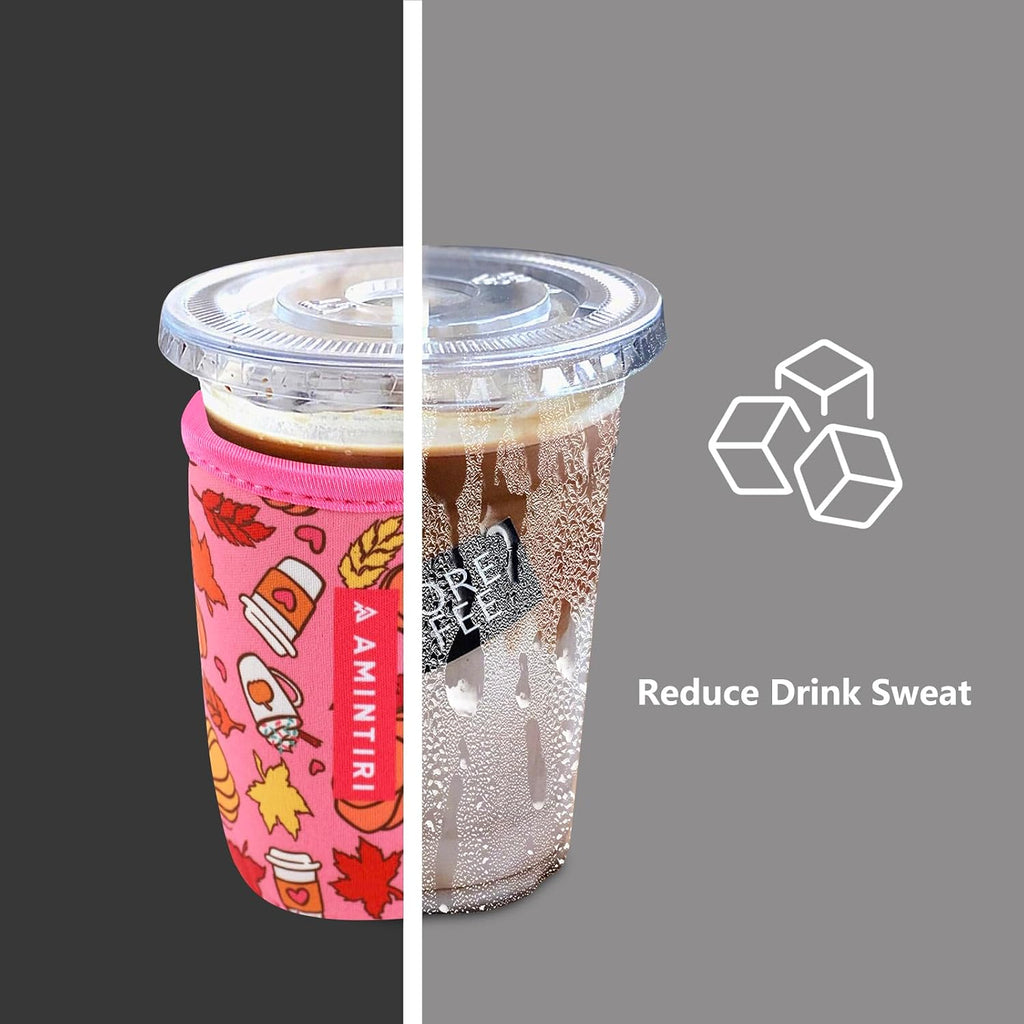 Amintiri Reusable Insulator Neoprene Sleeve for Iced Coffee & Cold Soda