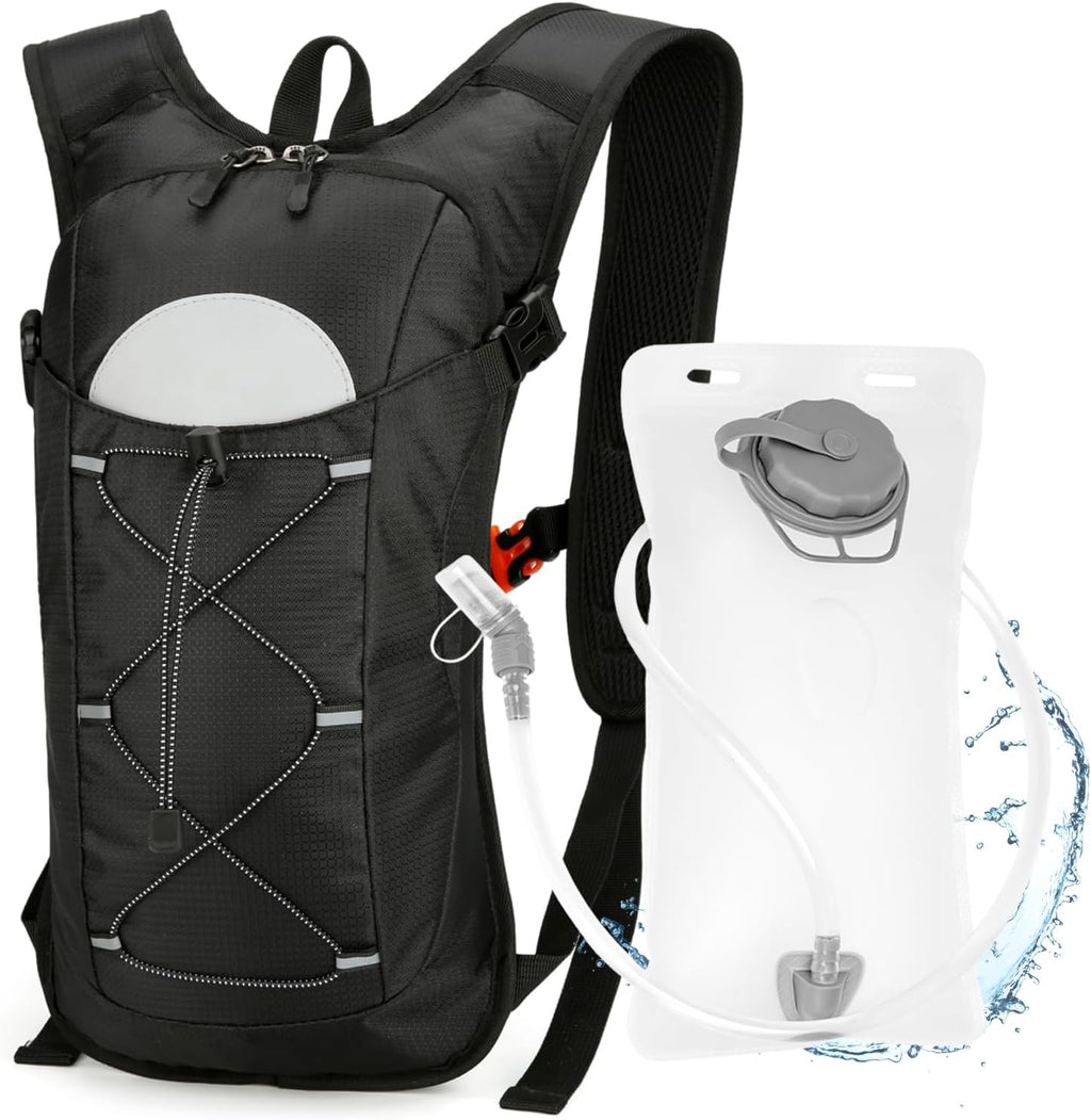 Hydration Backpack with 2L Water Bladder – Lightweight & Durable for Running, Hiking, Biking – Adjustable Fit for Men, Women, Youth