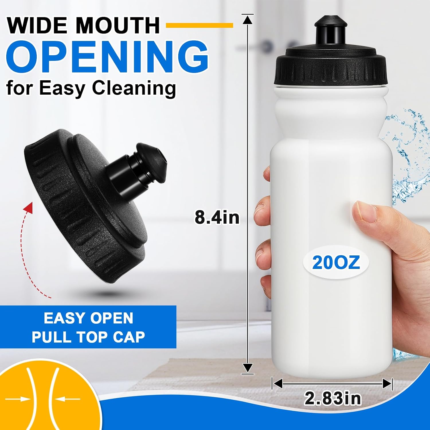 Suclain 50 Pieces Sports Water Bottles 20 oz Water Bottles