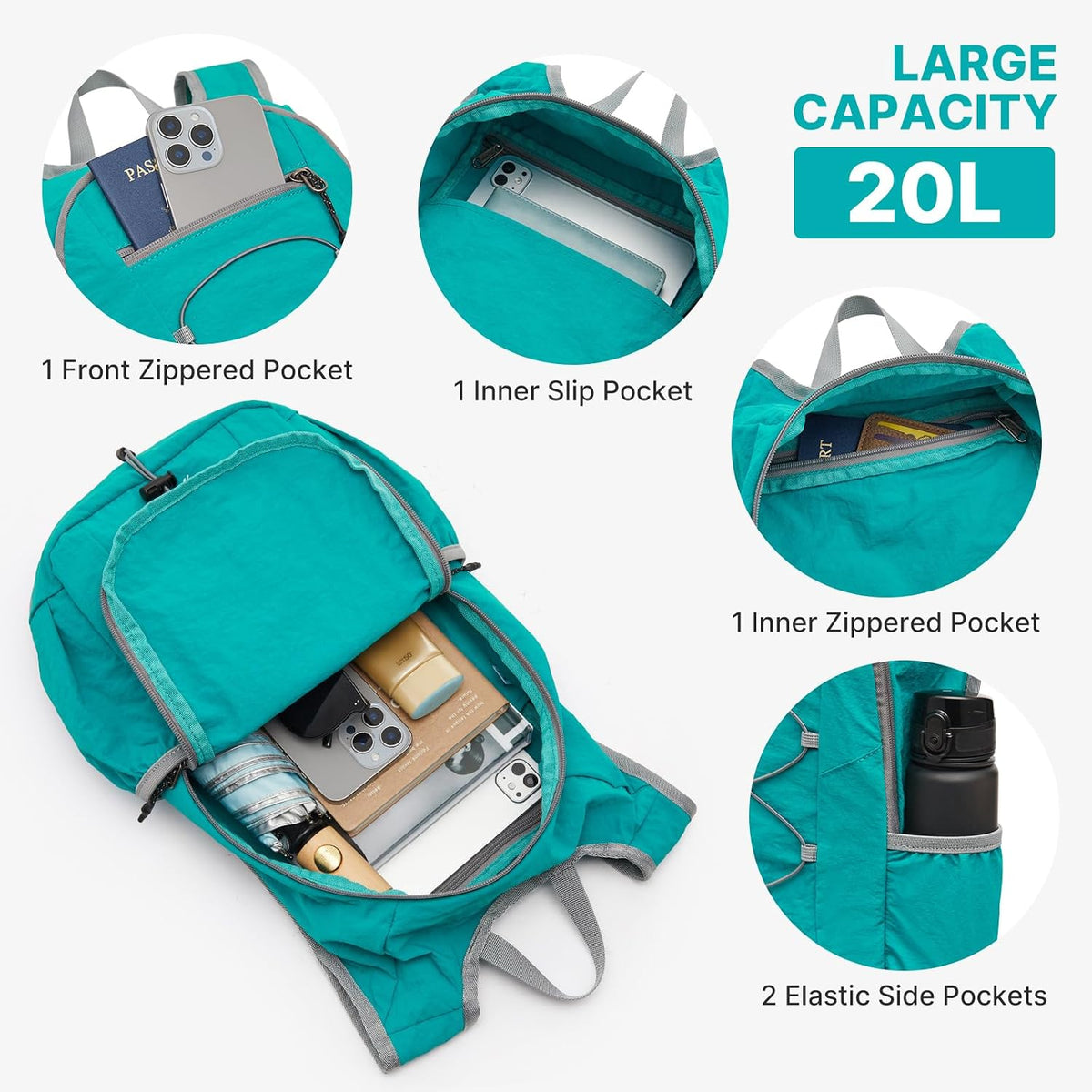 G4Free 20L Lightweight Packable Hiking Backpack for Women Men