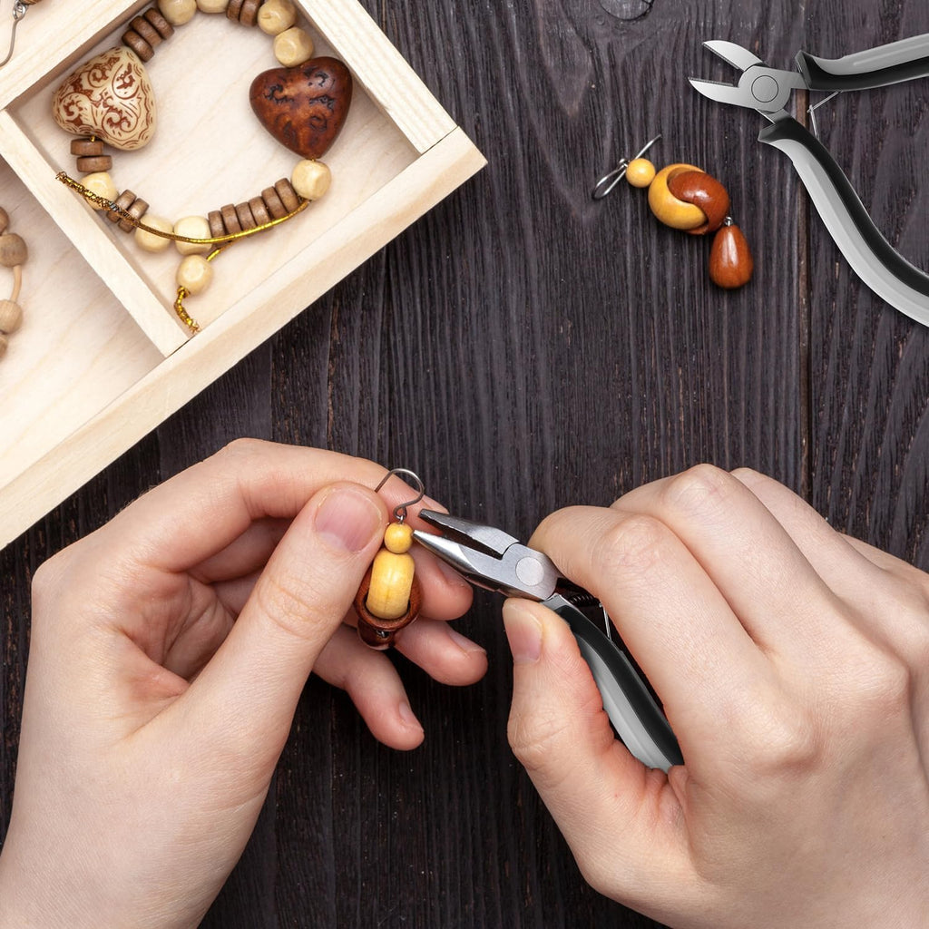 SOONAN 8 Pieces Mini Pliers Set, Jewelry Making Tools with Needle Nose Pliers, Wire Cutters, Round Nose Pliers, Bent Nose Plier