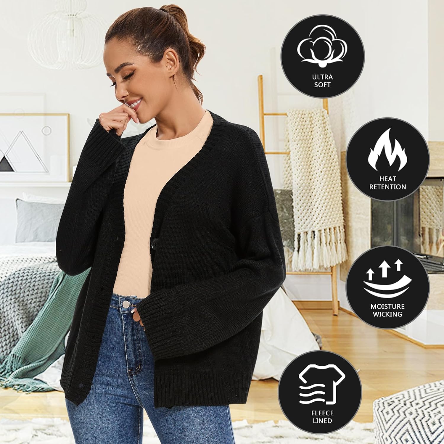 WOWENY Thermal Shirts for Women Fleece Long Sleeve Base Layer Top Winter