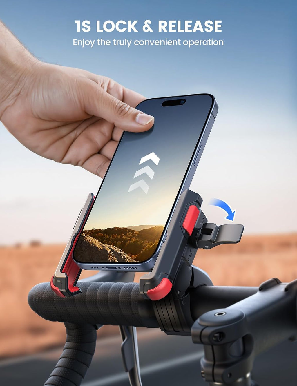 Lamicall Motorcycle Bike Phone Mount, 1s Quick Release Bike Phone Holder