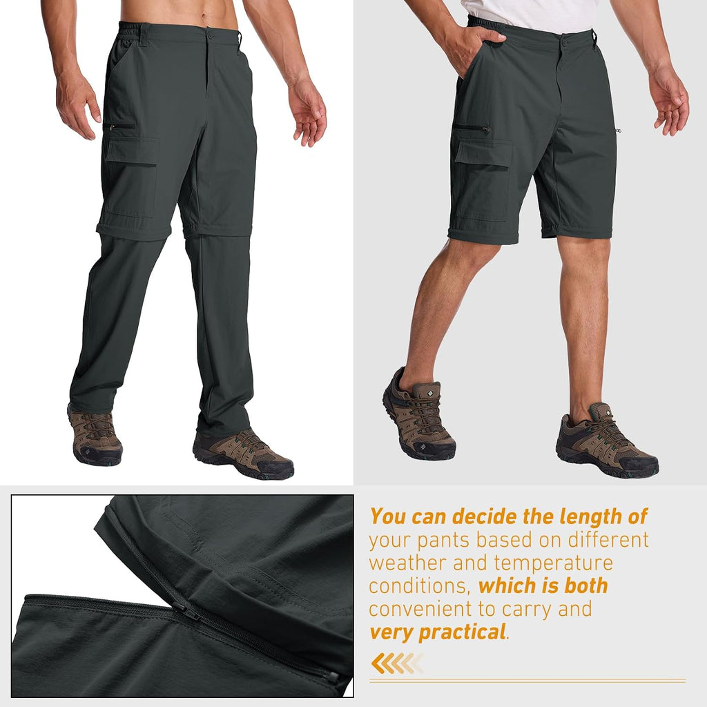Mens Hiking Pants Cargo Safari Pants for Men Zip Off Outdoor Convertible