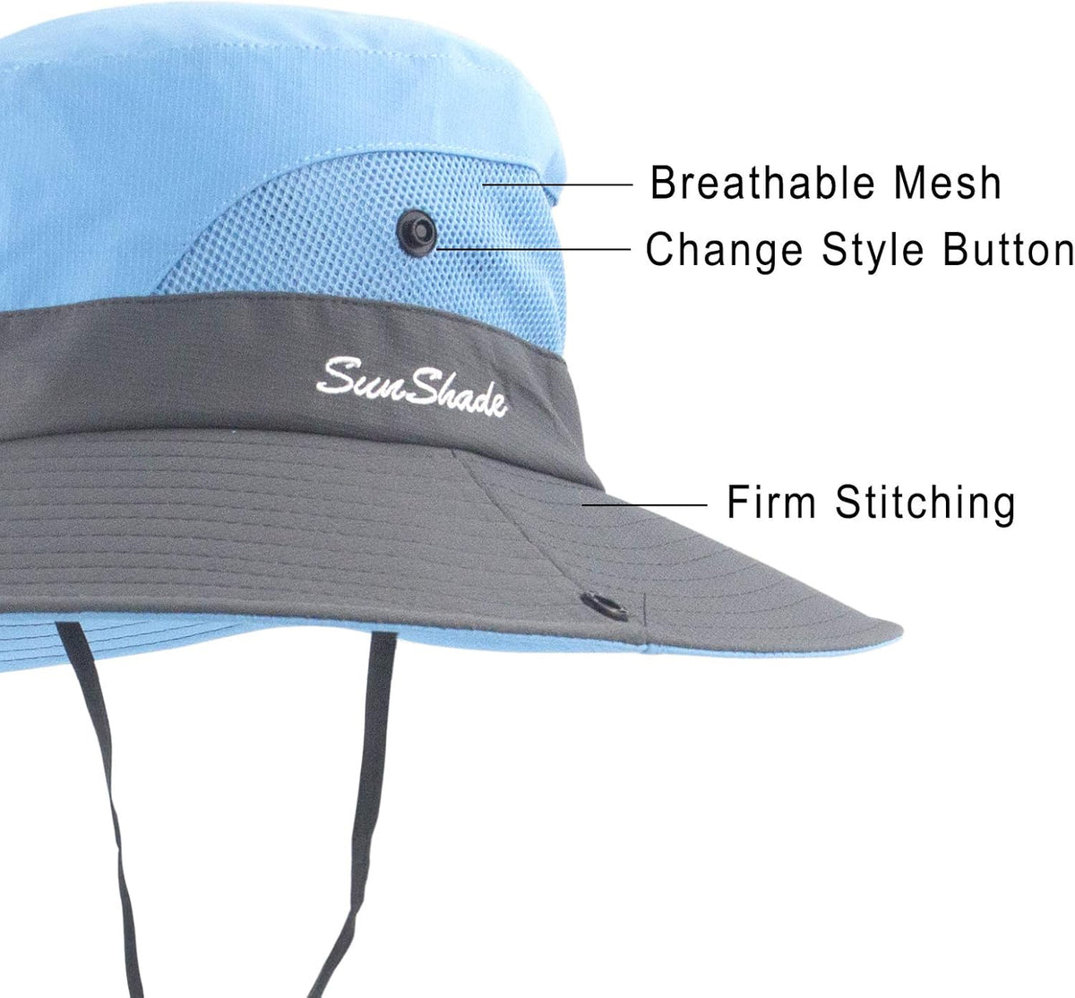 Muryobao Women's Ponytail Sun Hat UV Protection Foldable Mesh Wide Brim Beach Fishing Hat