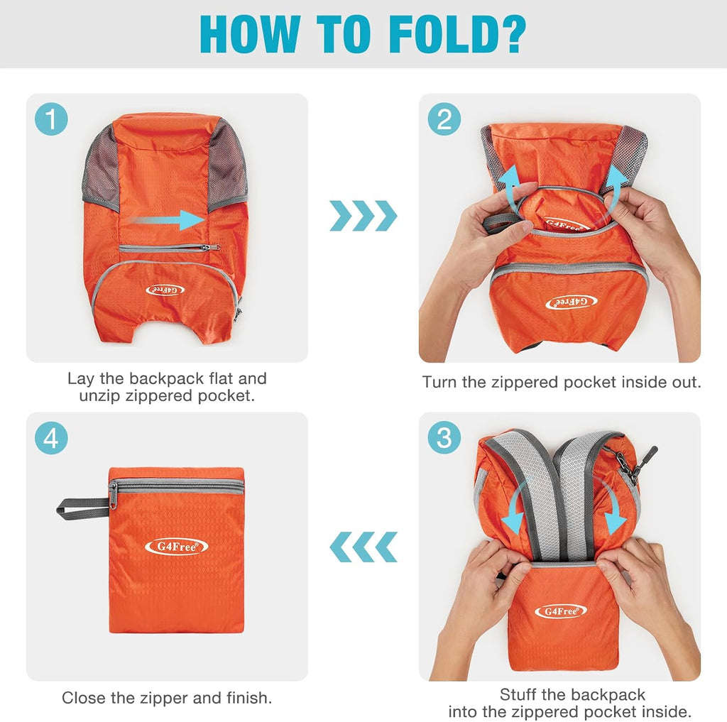G4Free 10L Lightweight Packable Hiking Backpack, Nylon Daypack Daily Travel