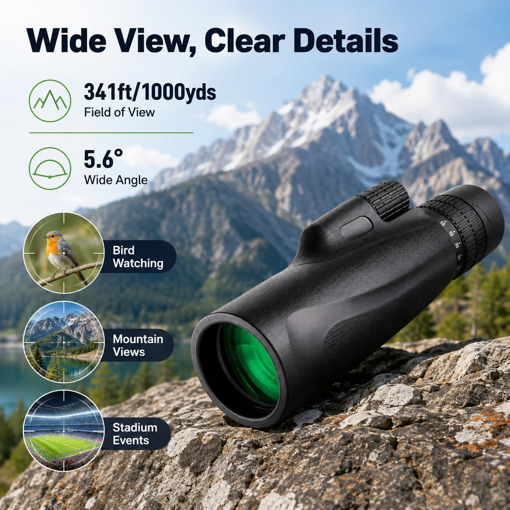 10-30x50 Zoom Monocular Telescope BAK4 FMC Lens for Adults