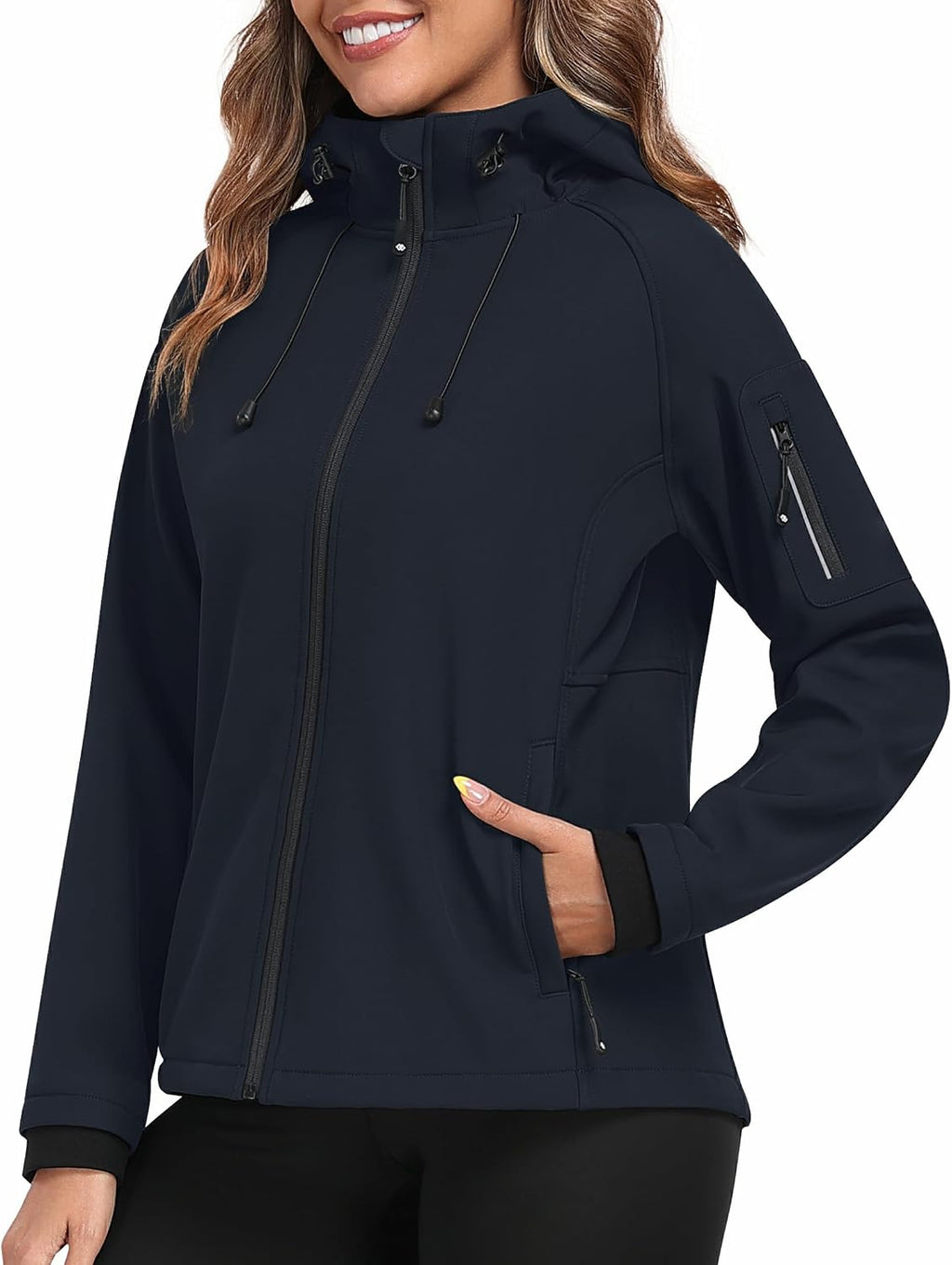 MoFiz Women's Softshell Jacket Waterproof Hooded Fleece Lined Rain Coat