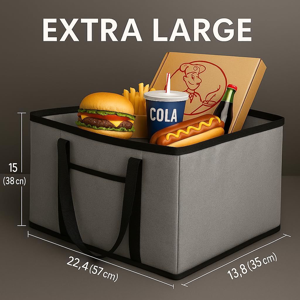 Therma Catering 2 Pack XXXL Gray Insulated Cooler Bags - Keep Food Warm