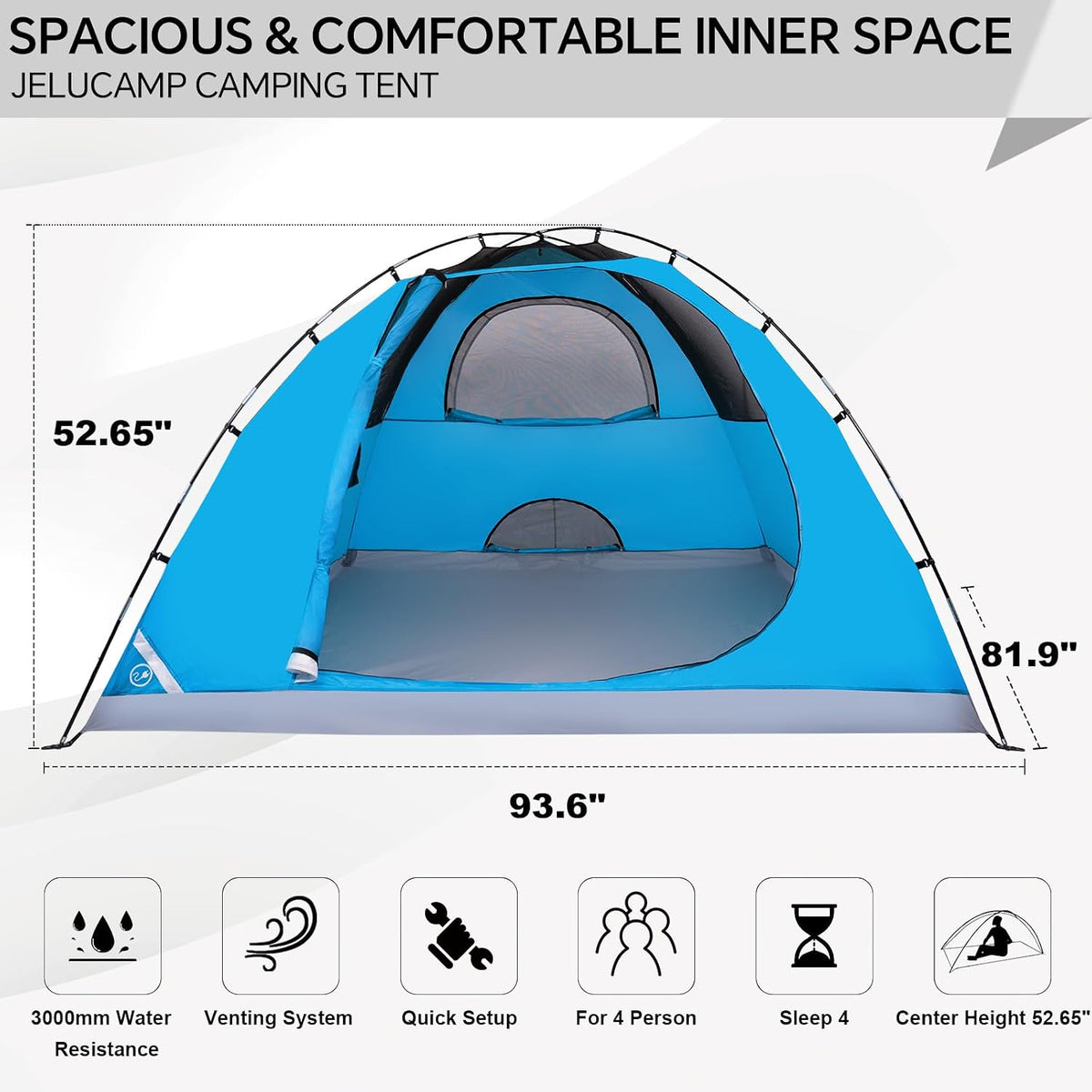 JELUCAMP 1/2/4/6 Person Dome Tents for Camping Lightweight Backpacking Tent