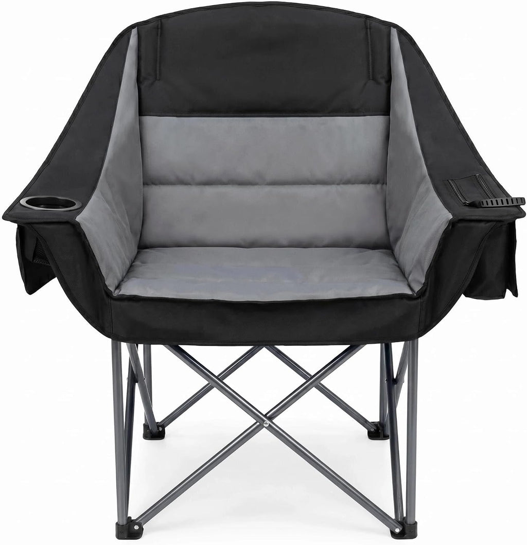 Oversized Camping Chair Padded Heavy Duty Lawn chair Support 500 lbs,Grey