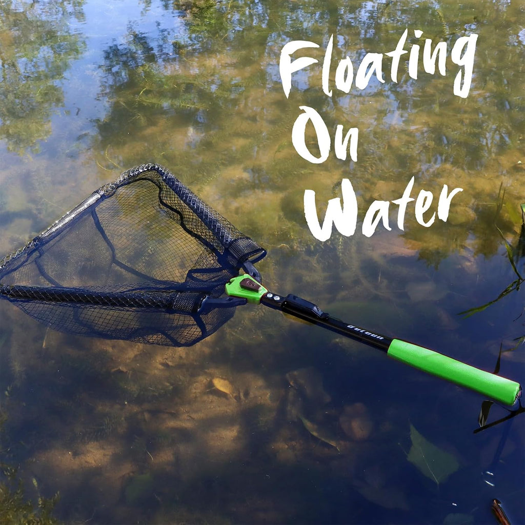 YVLEEN Floating Fishing Net Fish Landing Net - Upgraded Design Foldable & Lightweight Freshwater Fishing Landing Net, Ultra-Thin Rubber Fish Net Easy Catch and Release, Fishing Gifts for Men