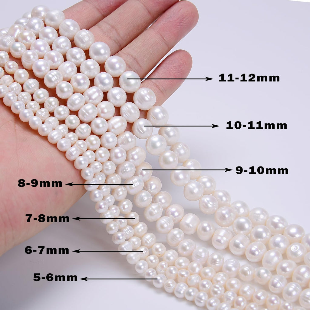 AD Beads Natural Freshwater White Pearl Round Beads 15" 4mm 6mm 8mm 9mm 10mm 11mm 12mm (10-11mm)