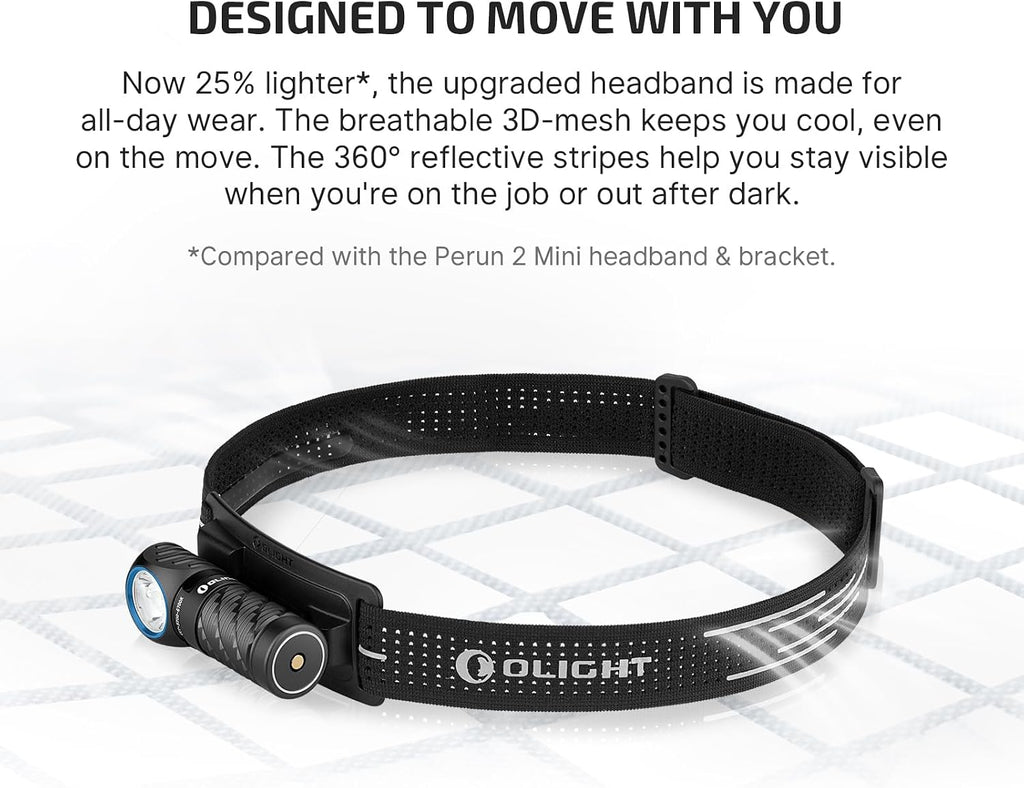 OLIGHT Perun 3 Mini Rechargeable Headlamp, Waterproof, 1250 Lumens, Black