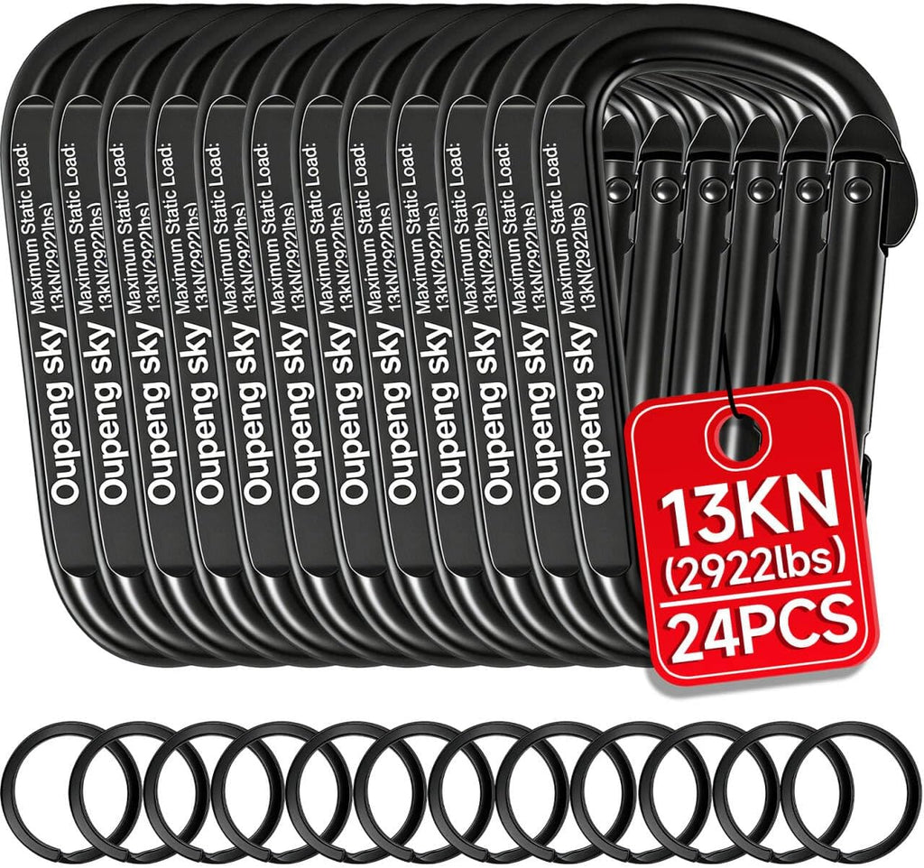 Carabiner Clip - Heavy Duty Carabiners,Carabeaner D Ring Shape,Small 2.5" 800lbs,Large 3" 13KN (2922 lbs),Key Chain Clip Hook for Camping, Hiking,Backpacking or Other Outdoor Activities.