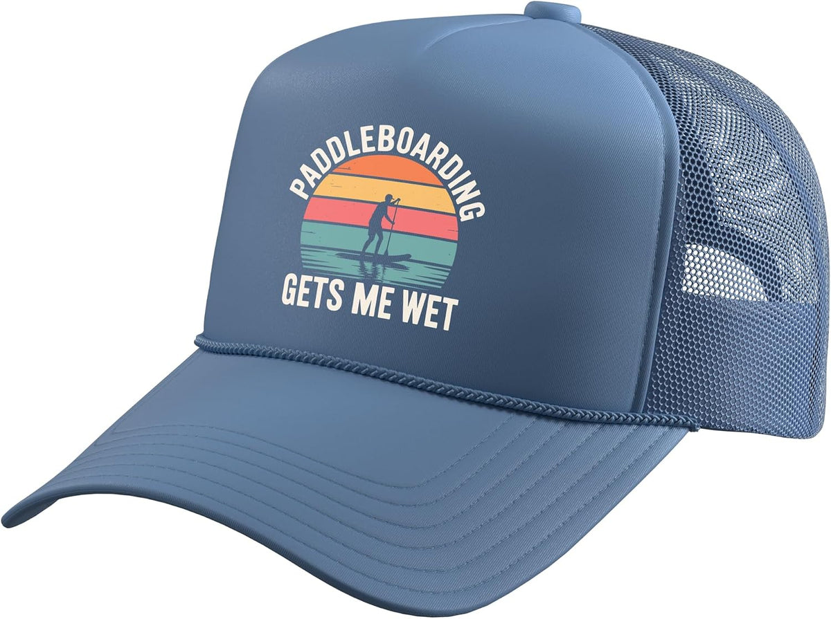 Paddleboard Art for Men Women Paddleboarding Paddle Board Trucker Hat with Adjustable Mesh Back