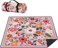 Picnic Blankets Waterproof Foldable Extra Large,80"x 80" Outdoor Beach Blanket Sandproof,3-Layer Lightweight Handy Mat Tote Picnic Camping Rugs for Outside Your Rv (Boho Vintage Floral Pink)